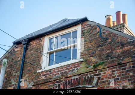 Fenêtre au dernier étage de la pièce dans laquelle Sir John Franklin est né à Spilsby, Lincolnshire, Angleterre. Banque D'Images