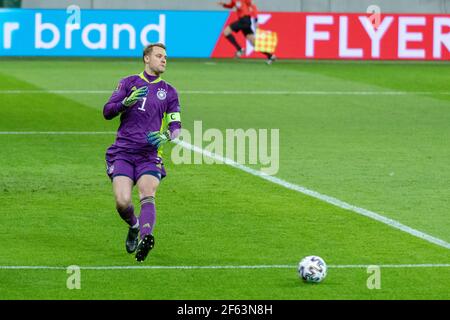 Bucarest, Roumanie. 28 mars 2021. Manuel Neuer #1 d'Allemagne lors du match de qualification de la coupe du monde de la FIFA 2022 entre les équipes nationales de Roumanie et d'Allemagne à l'arène nationale de Bucarest, Roumanie. 28.03.2021. Photo: Copyright 2020, crédit: Cronos/Alamy Live News Banque D'Images