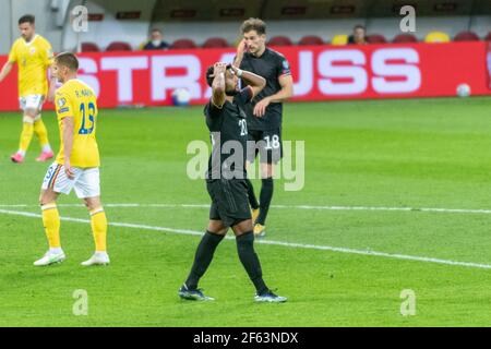 Bucarest, Roumanie. 28 mars 2021. Serge Gnabry #20 d'Allemagne lors du match de qualification de la coupe du monde de la FIFA 2022 entre les équipes nationales de Roumanie et d'Allemagne à la National Arena de Bucarest, Roumanie. 28.03.2021. Photo: Copyright 2020, crédit: Cronos/Alamy Live News Banque D'Images