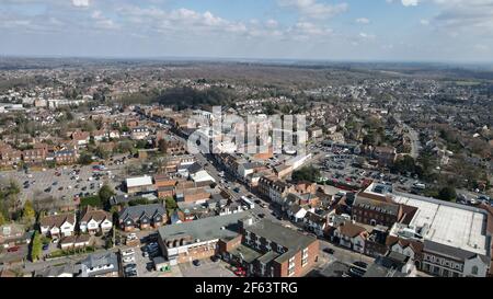 Centre-ville de Billericay Essex Royaume-Uni et image aérienne de rue haute Banque D'Images