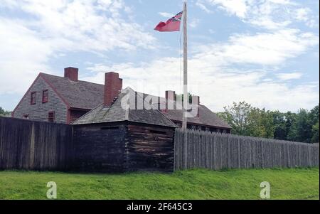 Ancien monument fort Western, ancien avant-poste colonial britannique sur la rivière Kennebec, construit en 1754 pendant la guerre des Français et des Indiens, Augusta, MOI Banque D'Images