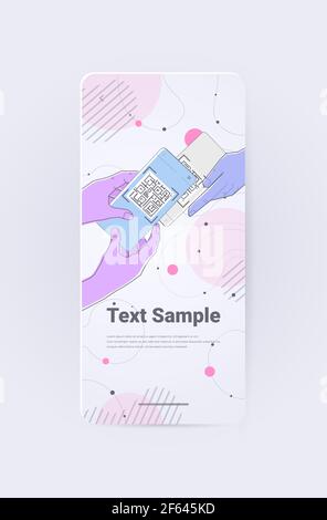 Mains scannant le code QR sur les écrans de smartphone technologie numérique électronique vérification des codes-barres lisibles par la machine Illustration de Vecteur