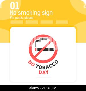 Affiche de jour de tabac sans monde avec un style plat isolé sur fond blanc. Illustration graphique monde non fumeur symbole de symbole de symbole de symbole de symbole de symbole de symbole pour ui, ux, web Illustration de Vecteur