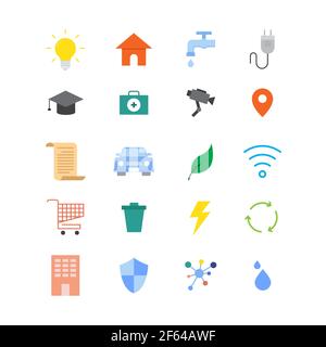 collection de vecteurs smart city icon Illustration de Vecteur