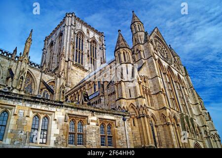 Royaume-Uni, North Yorkshire, York, Central Tower et South face of York Minster Banque D'Images