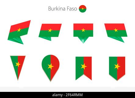Collection de drapeaux nationaux du Burkina Faso, huit versions de drapeaux vectoriels du Burkina Faso. Illustration vectorielle. Illustration de Vecteur