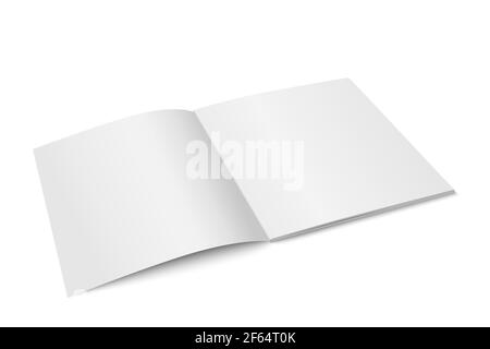 Maquette de magazine noir vectoriel isolée. Modèle de magazine, de brochure, de livre ou de bloc-notes carré ouvert sur fond blanc. illustration 3d. Diminishi Illustration de Vecteur