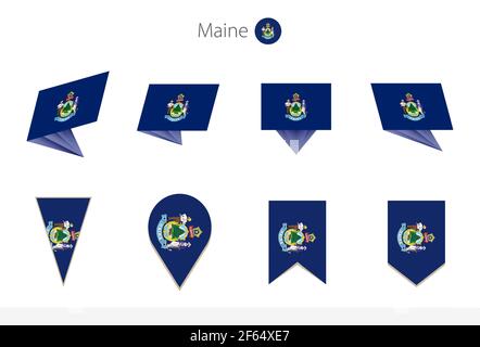 Maine US State Flag collection, huit versions de Maine Vector Flags. Illustration vectorielle. Illustration de Vecteur