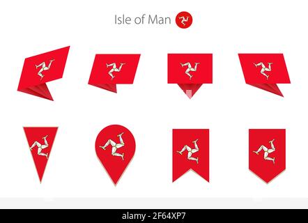 Collection de drapeaux nationaux de l'île de Man, huit versions de drapeaux vectoriels de l'île de Man. Illustration vectorielle. Illustration de Vecteur