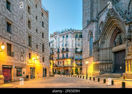 Eglise Santa Maria del Mar, Barcelone, Catalogne, Espagne Banque D'Images