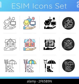 Icônes d'assurance et de protection Illustration de Vecteur