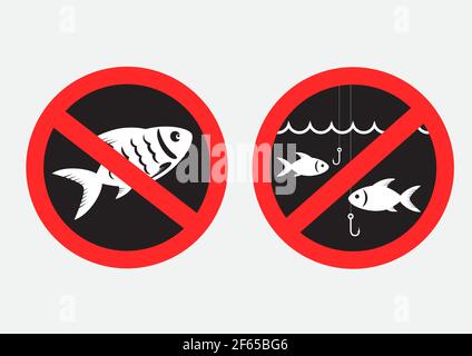 pas d'autocollants de symbole de pêche Illustration de Vecteur