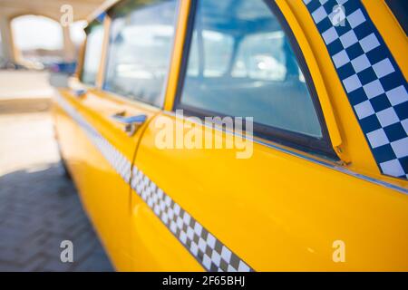 Gros plan des éléments de taxi américains d'époque. Photo de haute qualité Banque D'Images