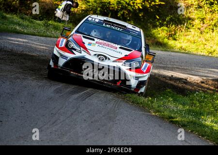 11 HANNINEN Juho ( fin) LINDSTROM Kaj ( fin ) Yaris WRC Toyota Gazoo Racing WRT Toyota action pendant le Championnat du monde de voitures de rallye WRC 2017, Tour de Corse rallye du 6 au 9 avril à Ajaccio, France - photo Florent Gooden / DPPI Banque D'Images