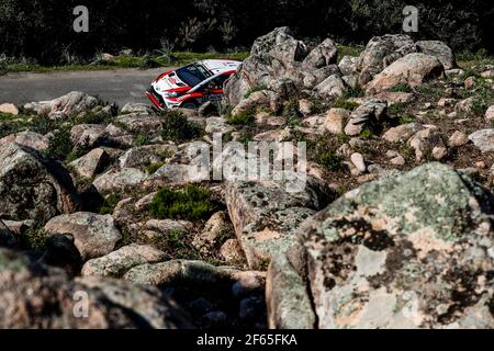 11 HANNINEN Juho ( fin) LINDSTROM Kaj ( fin ) Yaris WRC Toyota Gazoo Racing WRT Toyota action pendant le Championnat du monde de voitures de rallye WRC 2017, Tour de Corse rallye du 6 au 9 avril à Ajaccio, France - photo Florent Gooden / DPPI Banque D'Images