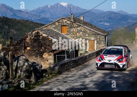 11 HANNINEN Juho ( fin) LINDSTROM Kaj ( fin ) Yaris WRC Toyota Gazoo Racing WRT Toyota action pendant le Championnat du monde de voitures de rallye WRC 2017, Tour de Corse rallye du 6 au 9 avril à Ajaccio, France - photo Florent Gooden / DPPI Banque D'Images