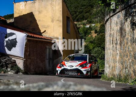 11 HANNINEN Juho ( fin) LINDSTROM Kaj ( fin ) Yaris WRC Toyota Gazoo Racing WRT Toyota action pendant le Championnat du monde de voitures de rallye WRC 2017, Tour de Corse rallye du 6 au 9 avril à Ajaccio, France - photo Florent Gooden / DPPI Banque D'Images