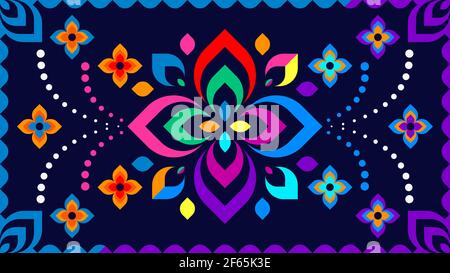 Motif floral décoratif coloré sur fond sombre illustration vectorielle. Illustration de Vecteur