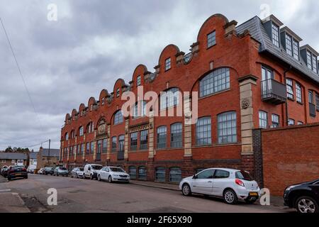 Webbs boot Factory sur Bunting Road qui est converti en 40 appartements de luxe loft, Kingsthorpe Hollow, Northampton, Angleterre, Royaume-Uni. Banque D'Images