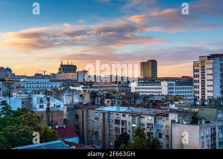 Lever de soleil sur la vieille ville de Belgrade dans la capitale de Serbie dans le sud-est de l'Europe Banque D'Images