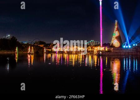 Orlando, Floride. 27 novembre 2020. Vue panoramique sur les arbres de Noël de SeaWorld. (55) Banque D'Images