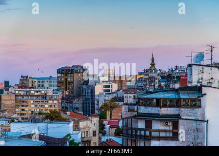 Lever de soleil sur la vieille ville de Belgrade dans la capitale de Serbie dans le sud-est de l'Europe Banque D'Images