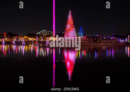 Orlando, Floride. 27 novembre 2020. Vue panoramique sur les arbres de Noël de SeaWorld. (58) Banque D'Images