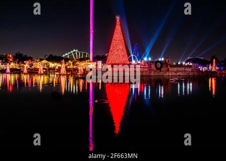 Orlando, Floride. 27 novembre 2020. Vue panoramique sur les arbres de Noël de SeaWorld. (59) Banque D'Images