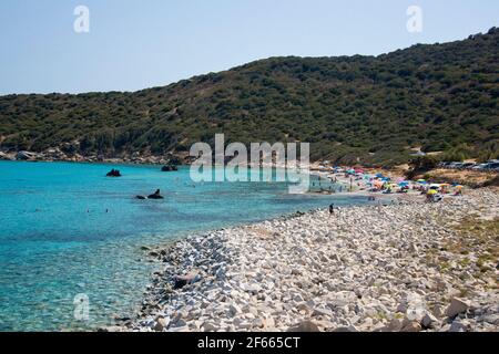 Eaux cristallines et tropicales à la plage de Cava Usai, Villasimius Banque D'Images