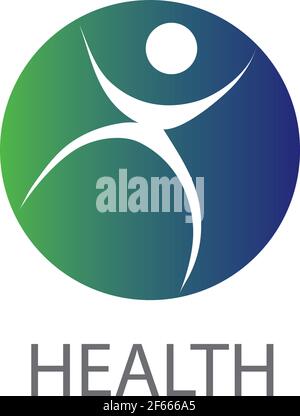 Personnage humain logo icône Design icône vecteur Illustration symbole Santé Vitalité du cercle de gradient Illustration de Vecteur