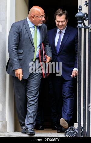 Nadhim Zahawi, député, et Robert Jenick, député, Parti conservateur, réunion du cabinet, Downing Street, Londres Banque D'Images