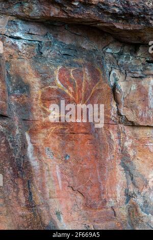 Ancien rocher aborigène à Nourlangie (Burrunggui), parc national de Kakadu, territoire du Nord, Australie Banque D'Images