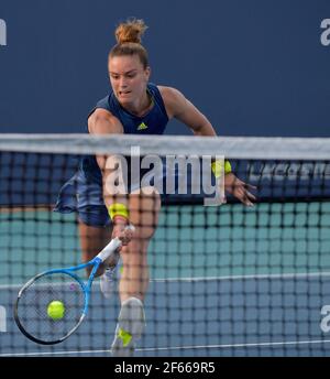 MIAMI GARDENS, FL - MARS 29: (PAS DE VENTE À NEW YORK POST) Maria Sakkari de Grèce bat Jessica Pegula des États-Unis le jour 8 de l'ouverture de Miami le 29 mars 2021 au Hard Rock Stadium à Miami Gardens, Floride personnes: Maria Sakkari crédit: Storms Media Group/Alay Live News Banque D'Images