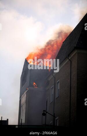 INCENDIE à l'hôpital Royal Marsden dans l'ouest de Londres pic David Sandison 2/1/08 Banque D'Images