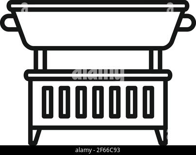 Icône de mobilier Brazier, style contour Illustration de Vecteur