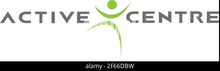Active Fitness Yoga Sports Santé exercice Vert gris logo Gym Modèle vectoriel logo de l'entreprise symbole humain modifiable moderne Illustration de Vecteur
