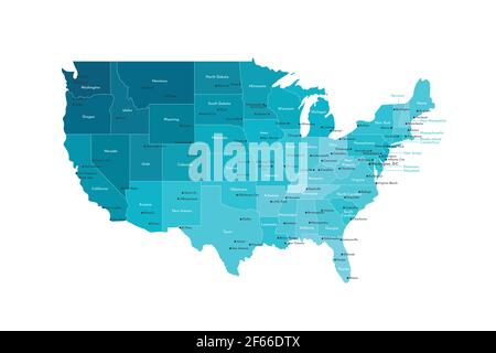 La Ville De New York Aux Couleurs Vives Et Politiques Administratives Carte Vectorielle United States Image Vectorielle Stock Alamy