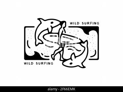 Dessin artistique de surf sauvage Illustration de Vecteur