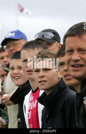 Open Golf Competition à Turnberry Ayrshire , Écosse, Royaume-Uni .2009. Spectateurs qui regardent l'action Banque D'Images