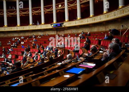 Paris, France. 30 mars 2021. Paris: Session hebdomadaire de questions au gouvernement à l'Assemblée nationale française à Paris, Franc eon le 30 mars 2021. (Photo de Lionel Urman/Sipa USA) crédit: SIPA USA/Alay Live News Banque D'Images