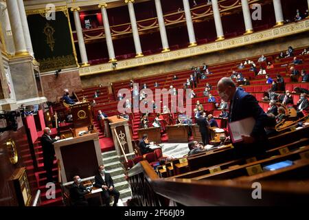 Paris, France. 30 mars 2021. Paris: Session hebdomadaire de questions au gouvernement à l'Assemblée nationale française à Paris, Franc eon le 30 mars 2021. (Photo de Lionel Urman/Sipa USA) crédit: SIPA USA/Alay Live News Banque D'Images