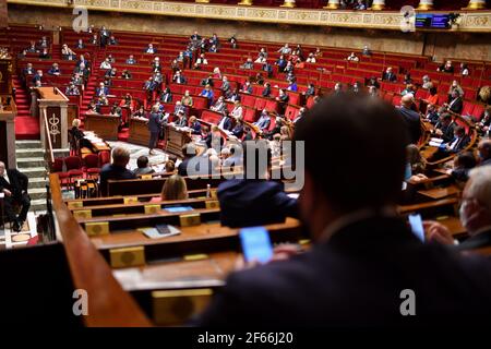 Paris, France. 30 mars 2021. Paris: Session hebdomadaire de questions au gouvernement à l'Assemblée nationale française à Paris, Franc eon le 30 mars 2021. (Photo de Lionel Urman/Sipa USA) crédit: SIPA USA/Alay Live News Banque D'Images