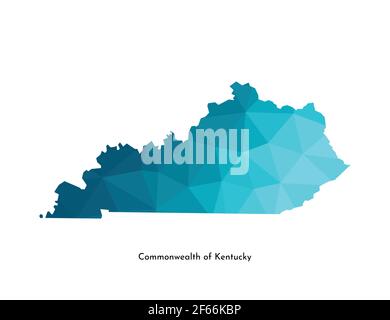 Icône d'illustration vectorielle isolée avec silhouette simplifiée de la carte bleue du Commonwealth du Kentucky (USA). Style géométrique polygonal. Arrière-plan blanc Illustration de Vecteur