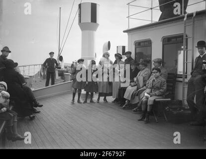Pont de soleil de navire, III KLS / S 'King Gustaf V' construit en 1910 au Lap de Lindholmen à Göteborg.upphugen 1968Tafikade route Trelleborg - Travemünde. Banque D'Images