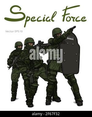 Opération anti-terreur des forces de police. Illustration vectorielle Illustration de Vecteur