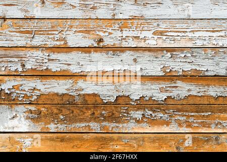 Anciennes planches en bois avec peinture fissurée, motif d'usure Banque D'Images