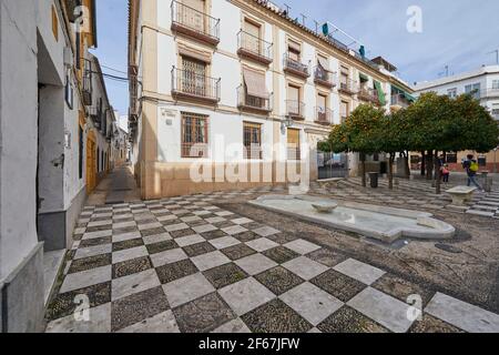 Cordoue, Andalousie, Espagne décembre 28 2016, place Ángel de Torres, la maison de l'indiano. Banque D'Images