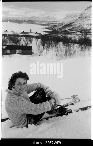 Skieur à Björkliden. Banque D'Images