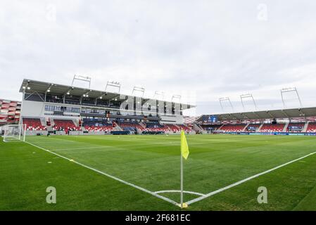 Budapest, Hongrie. 30 mars 2021. Le Bozsik Stadion est prêt pour le match de l'UEFA EURO U-21 entre l'Allemagne et la Roumanie à Budapest. (Crédit photo : Gonzales photo/Alamy Live News Banque D'Images