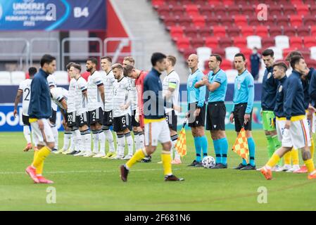 Budapest, Hongrie. 30 mars 2021. Les joueurs de l'Allemagne vus lors du match de l'UEFA EURO U-21 entre l'Allemagne et la Roumanie à Bozsik Stadion à Budapest. (Crédit photo : Gonzales photo/Alamy Live News Banque D'Images